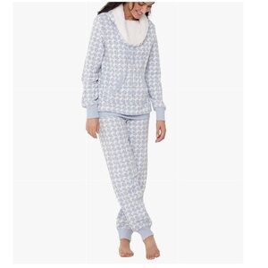 NEW Pajamagram Cozy Blue and White Pajama lounge Set women’s size large